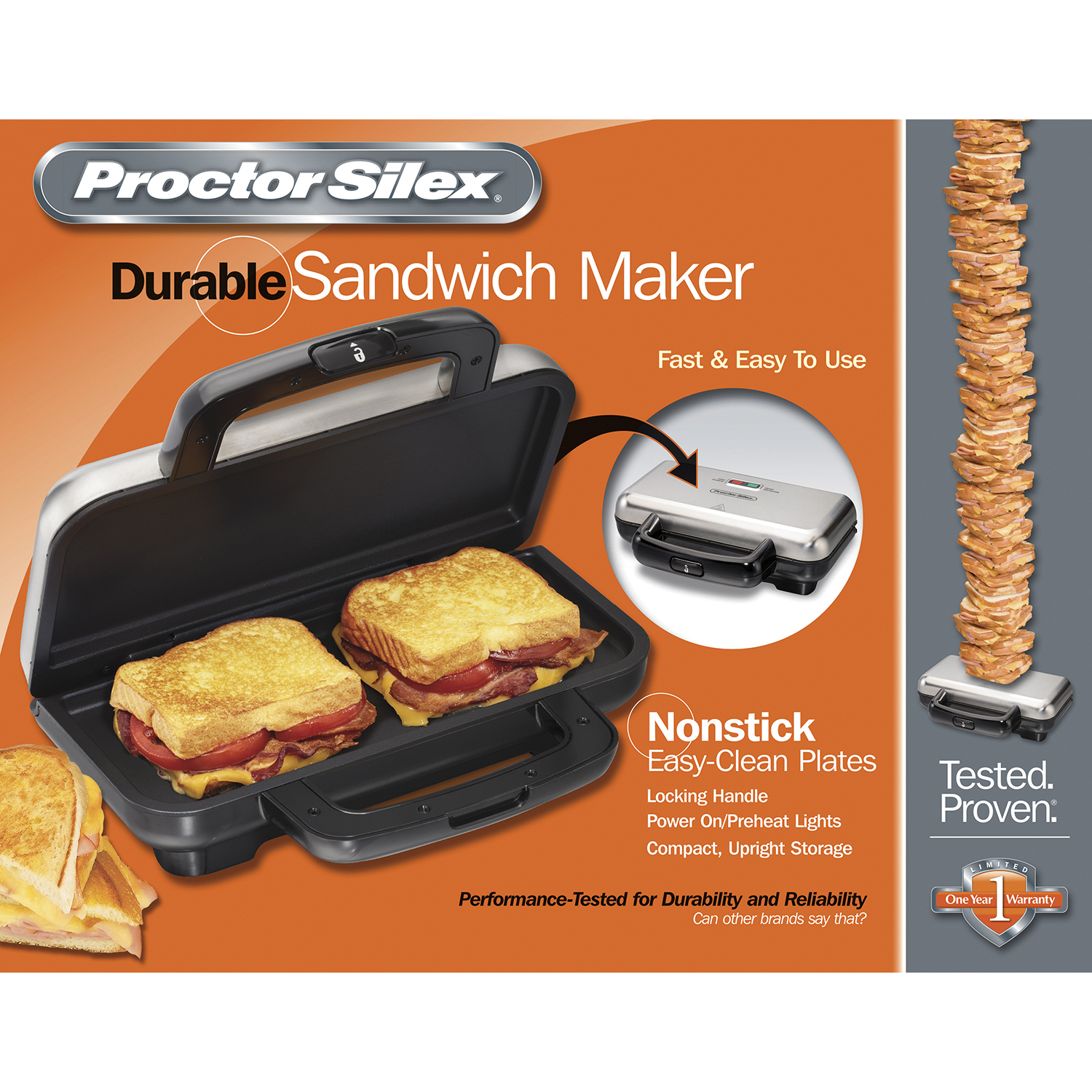 Proctor Silex Deluxe Hot Sandwich Maker - Gray : Target