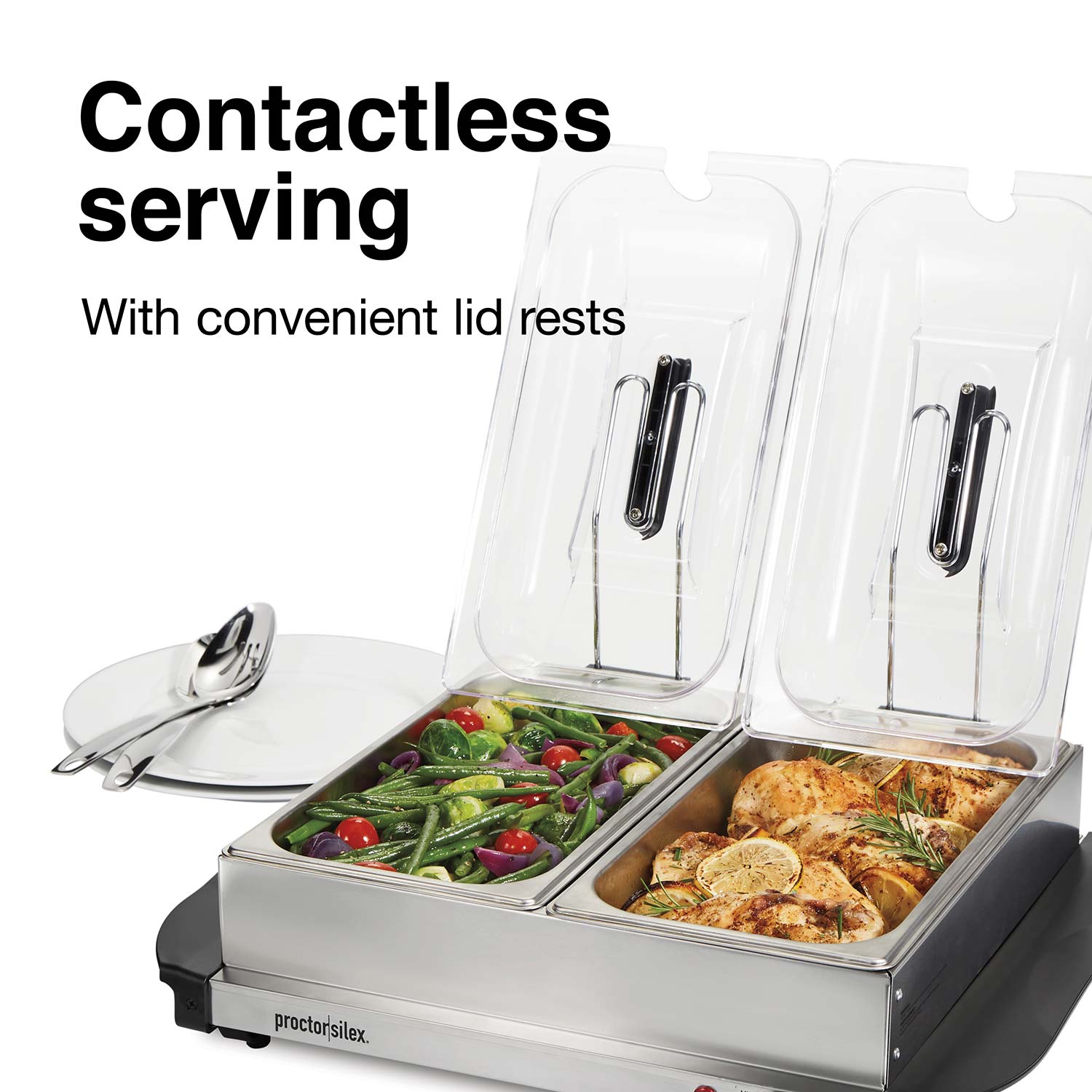 Elite Gourmet 5 Qt. Dual Tray Stainless Steel Electric Buffet Server and Food  Warmer