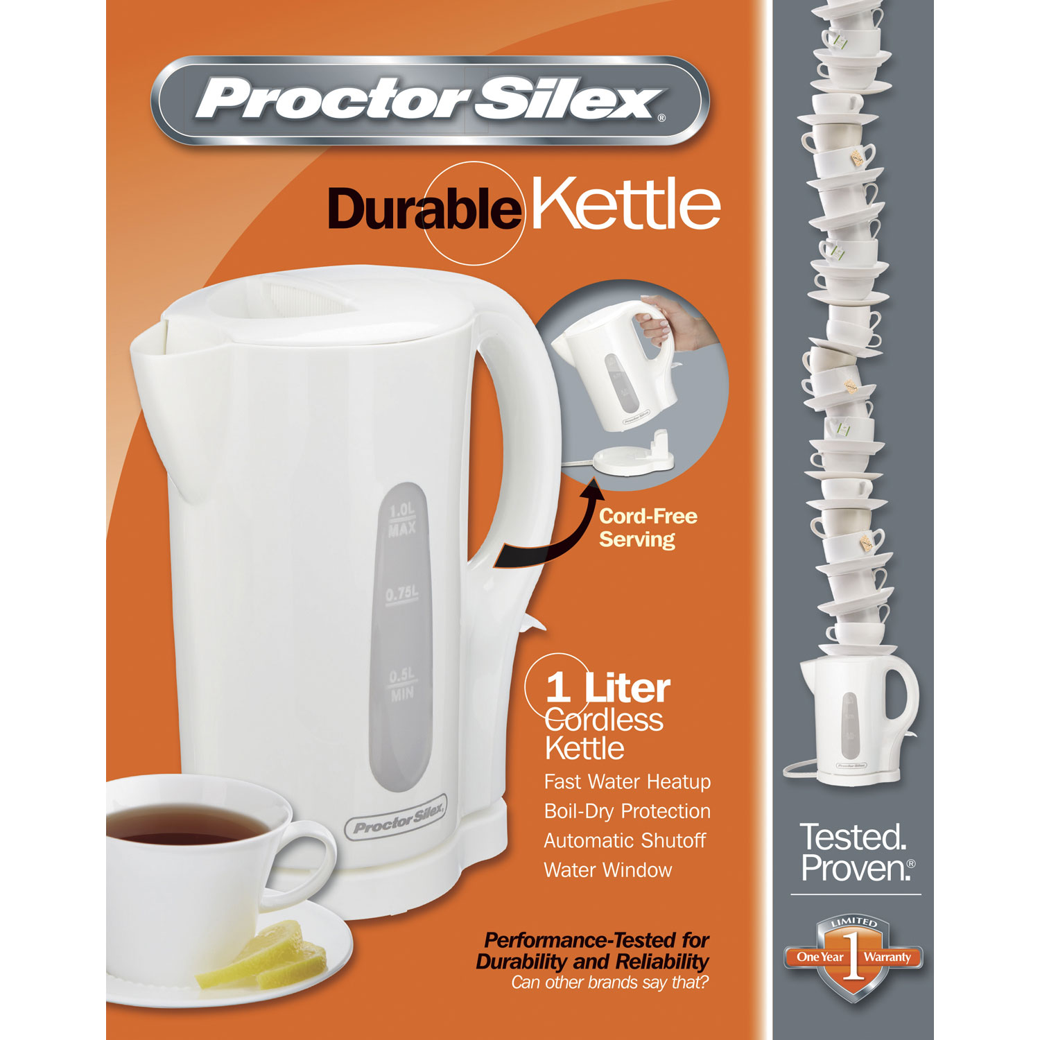Cordless 1 Liter Kettle (white) - Model 41005 | ProctorSilex.com